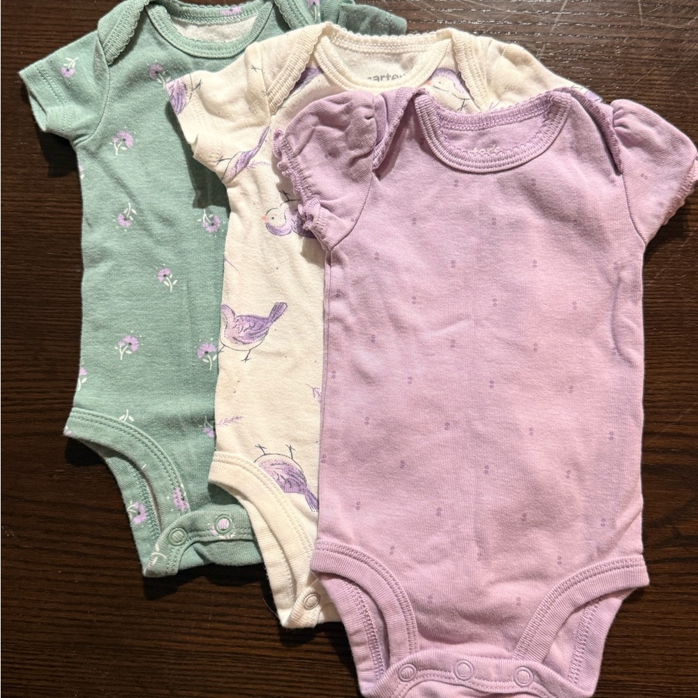 Carter's Baby Bodysuit Set - Green, Cream, Purple